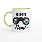 Bird Nerd - White 11oz Ceramic Mug with Colour Inside Ceramic Green Colour 11oz Mug animal Globally Fulfilled