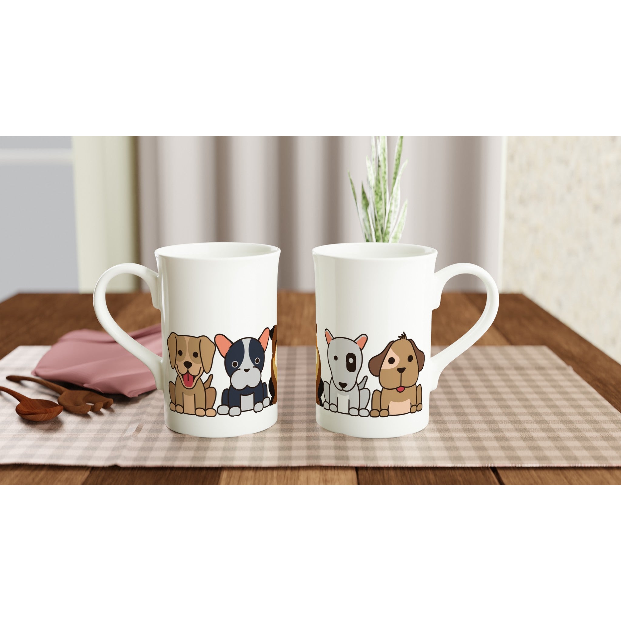 Dog Line - White 10oz Porcelain Slim Mug Porcelain Mug animal Globally Fulfilled