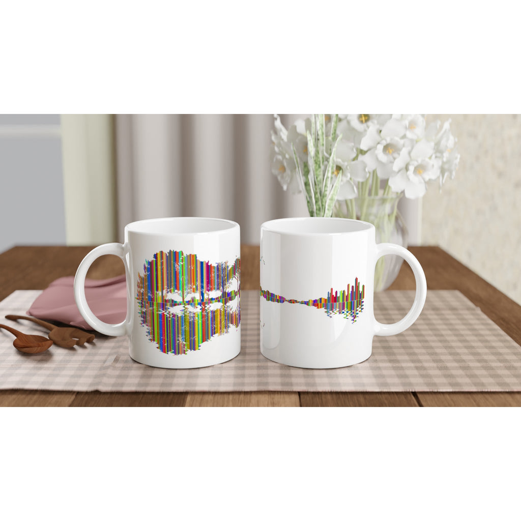 Guitar Reflection In Colour - White 11oz Ceramic Mug White 11oz Mug Globally Fulfilled Music