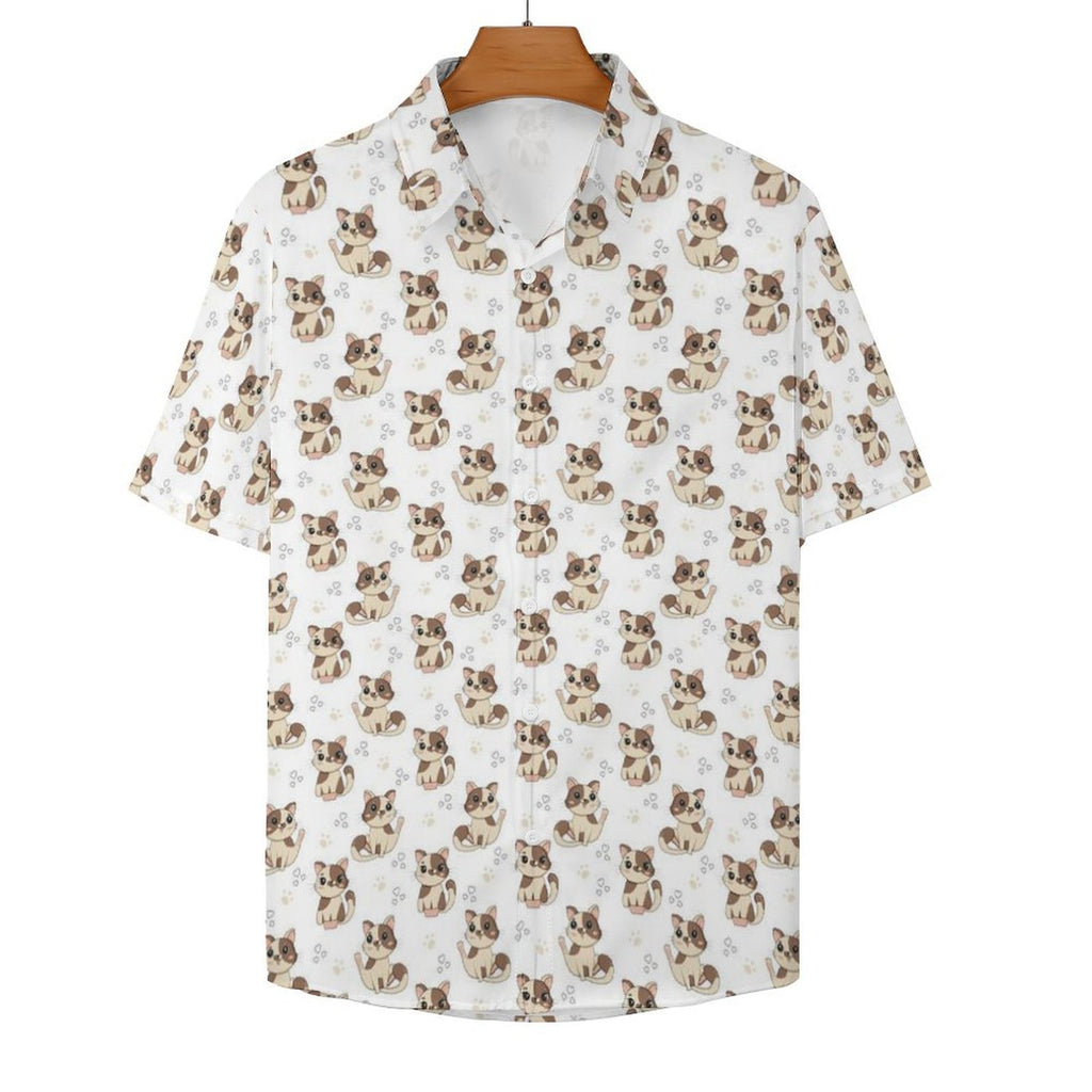 Cheeky Cats Women's Collared Pocketless Short Sleeve Shirt