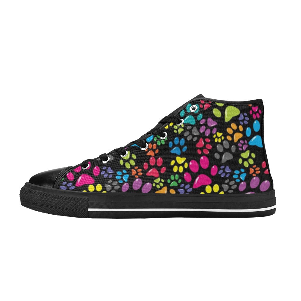 Dog Paws - Kids High Top Canvas Shoes