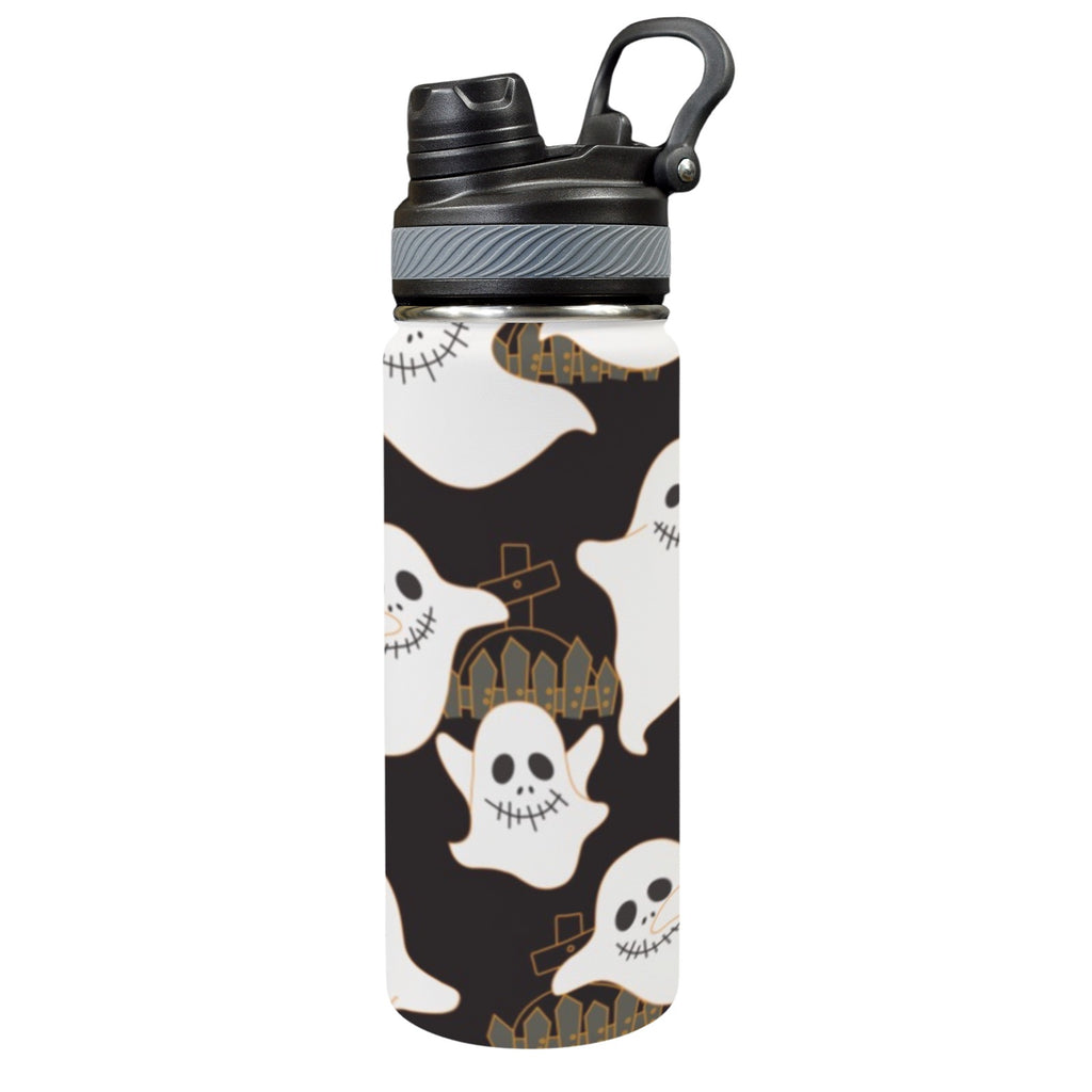 Ghosts - Insulated Water Bottle with Dual-Use Lid (18oz) One Size Insulated Water Bottle with Dual-Use Lid (18oz) Halloween Printed Offshore