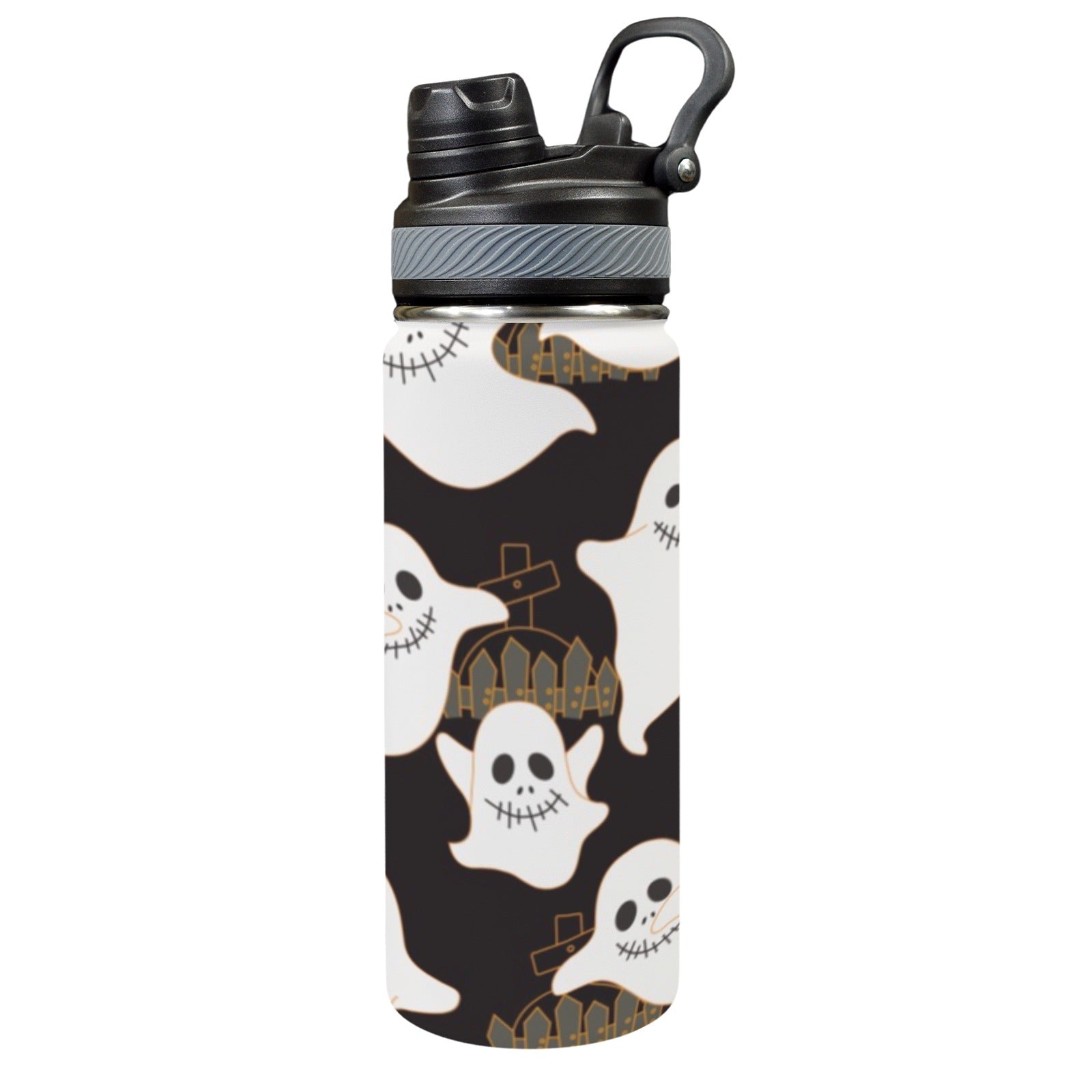 Ghosts - Insulated Water Bottle with Dual-Use Lid (18oz) One Size Insulated Water Bottle with Dual-Use Lid (18oz) Halloween Printed Offshore