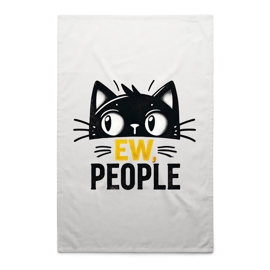 Ew People, Cat - AS Colour Tea Towel White One Size Tea Towel animal Printed In Australia