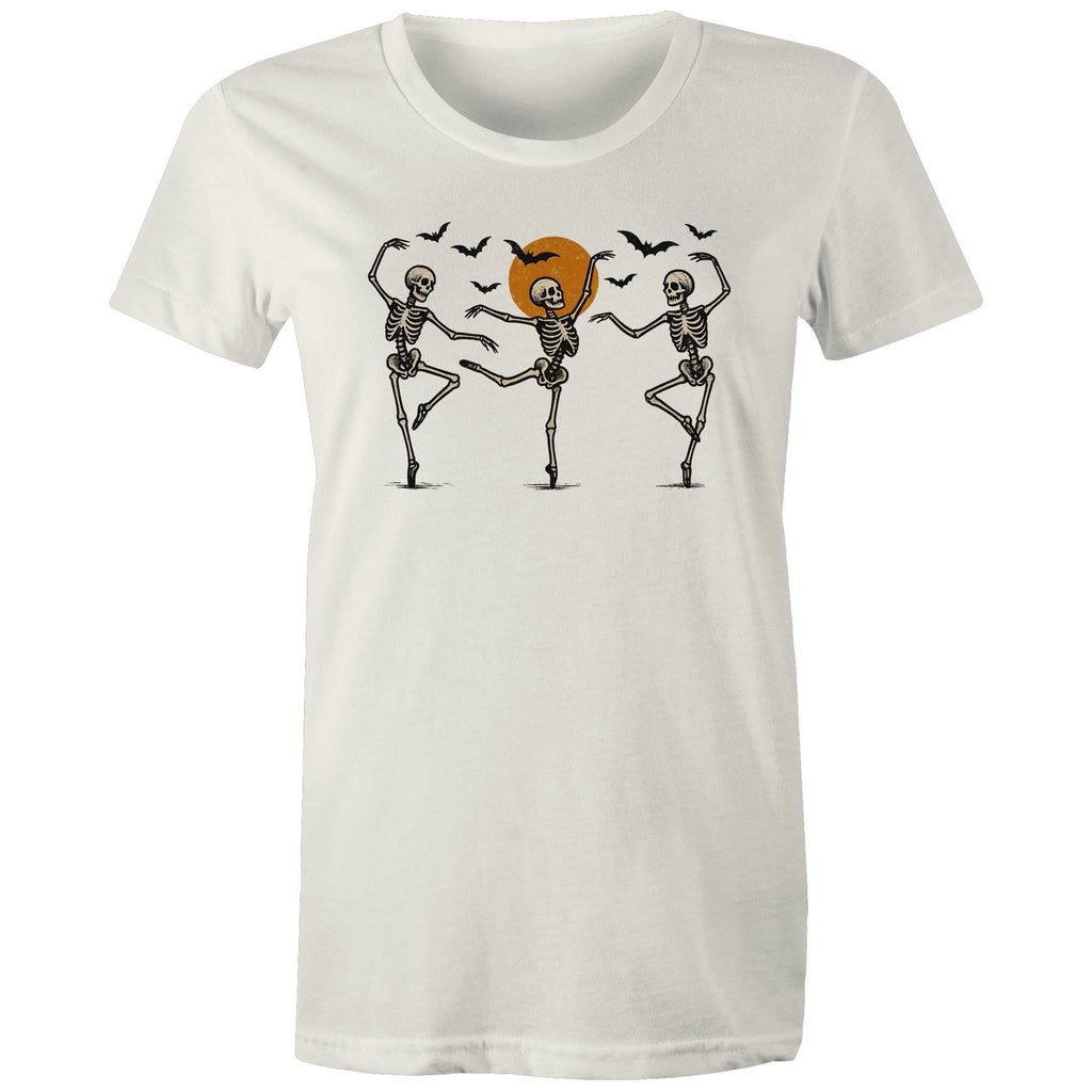 Skeleton Dance, Halloween - Womens T-shirt Natural Womens T-shirt Halloween Printed In Australia