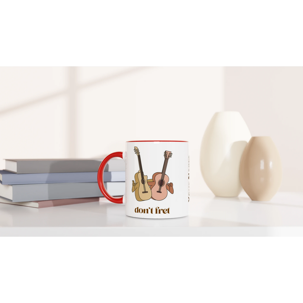 Personalised - Don't Fret - White 11oz Ceramic Mug with Colour Inside Personalised 11oz Mug customise Globally Fulfilled Music personalise