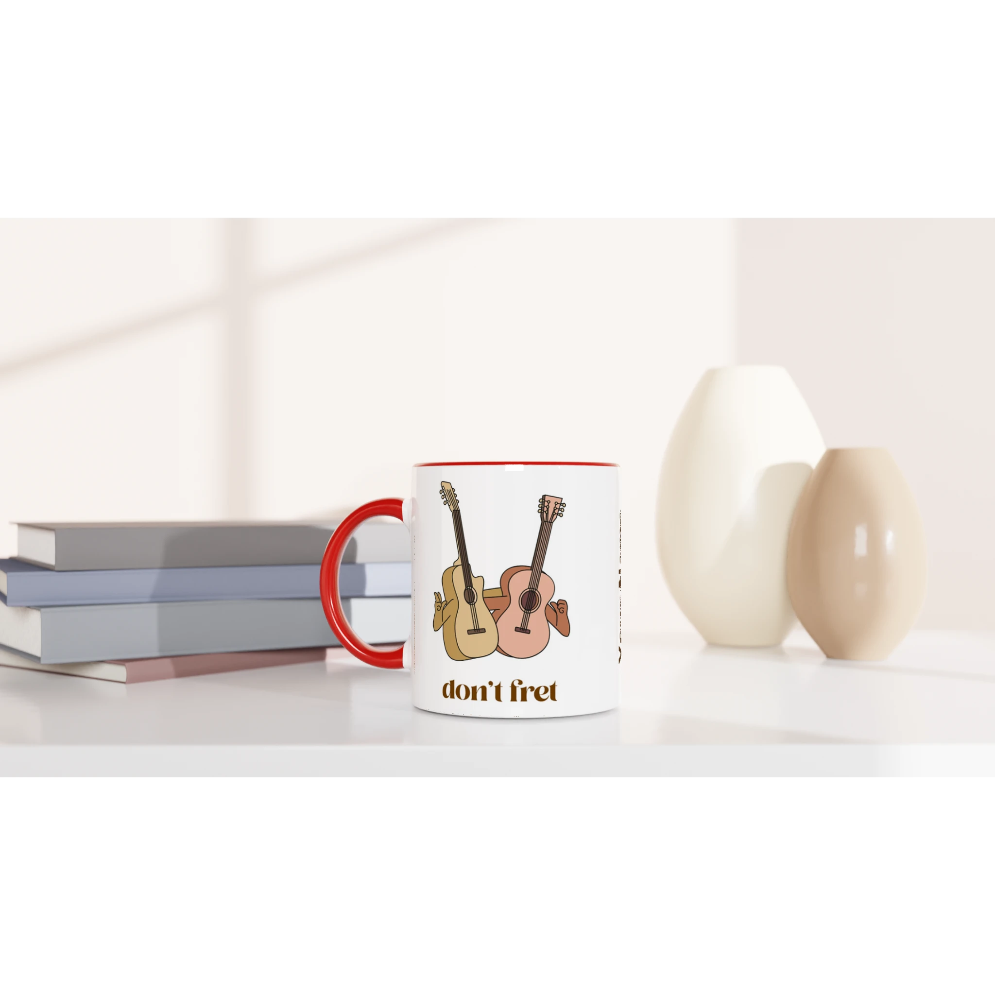 Personalised - Don't Fret - White 11oz Ceramic Mug with Colour Inside Personalised 11oz Mug customise Globally Fulfilled Music personalise