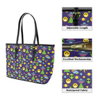 Groovy Alien And UFO PU Leather Tote Bag Large
