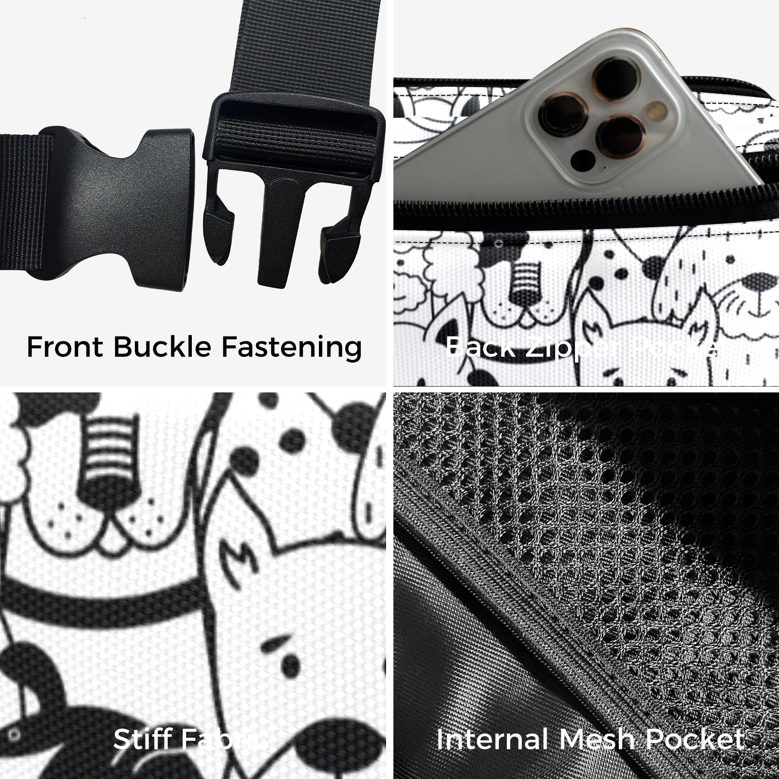 Black And White Dogs - Belt Bag