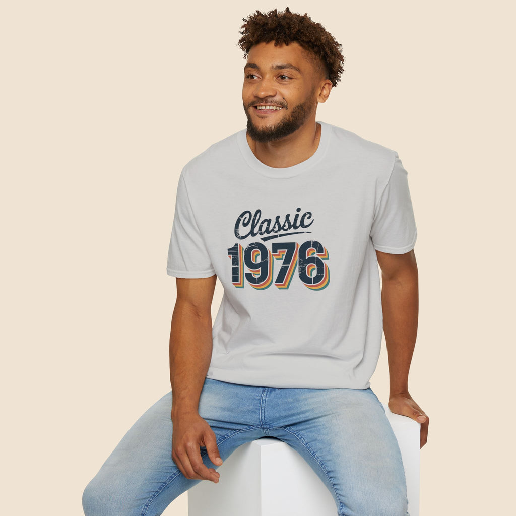 Turning 50, Classic 1976 Unisex Softstyle T-Shirt Ice Grey T-Shirt Australian Printer Birthday