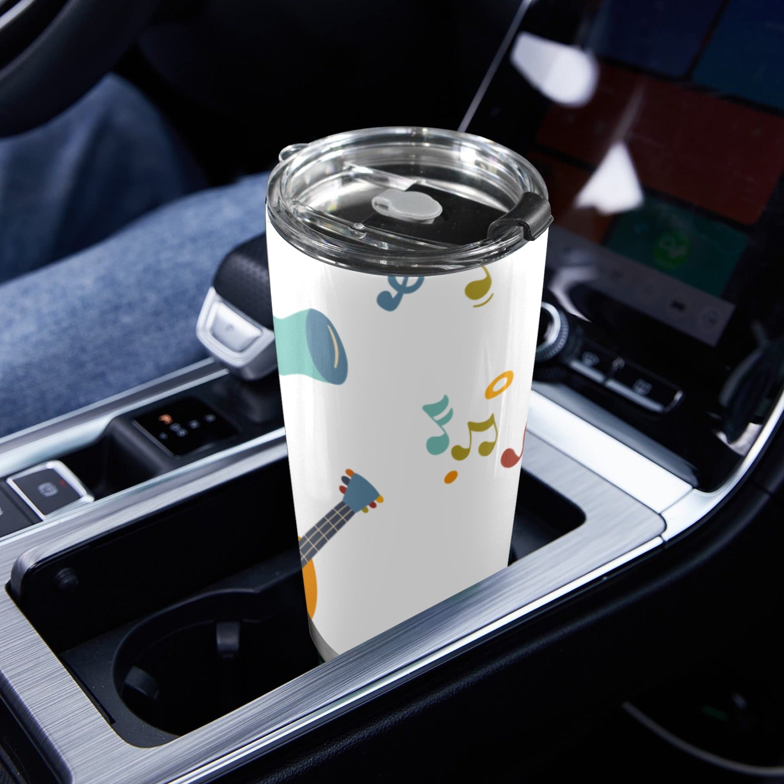 Guitar Music - 20oz Mobile Tumbler with Lid (Black Lock) 20oz Travel Mug Music Printed Offshore