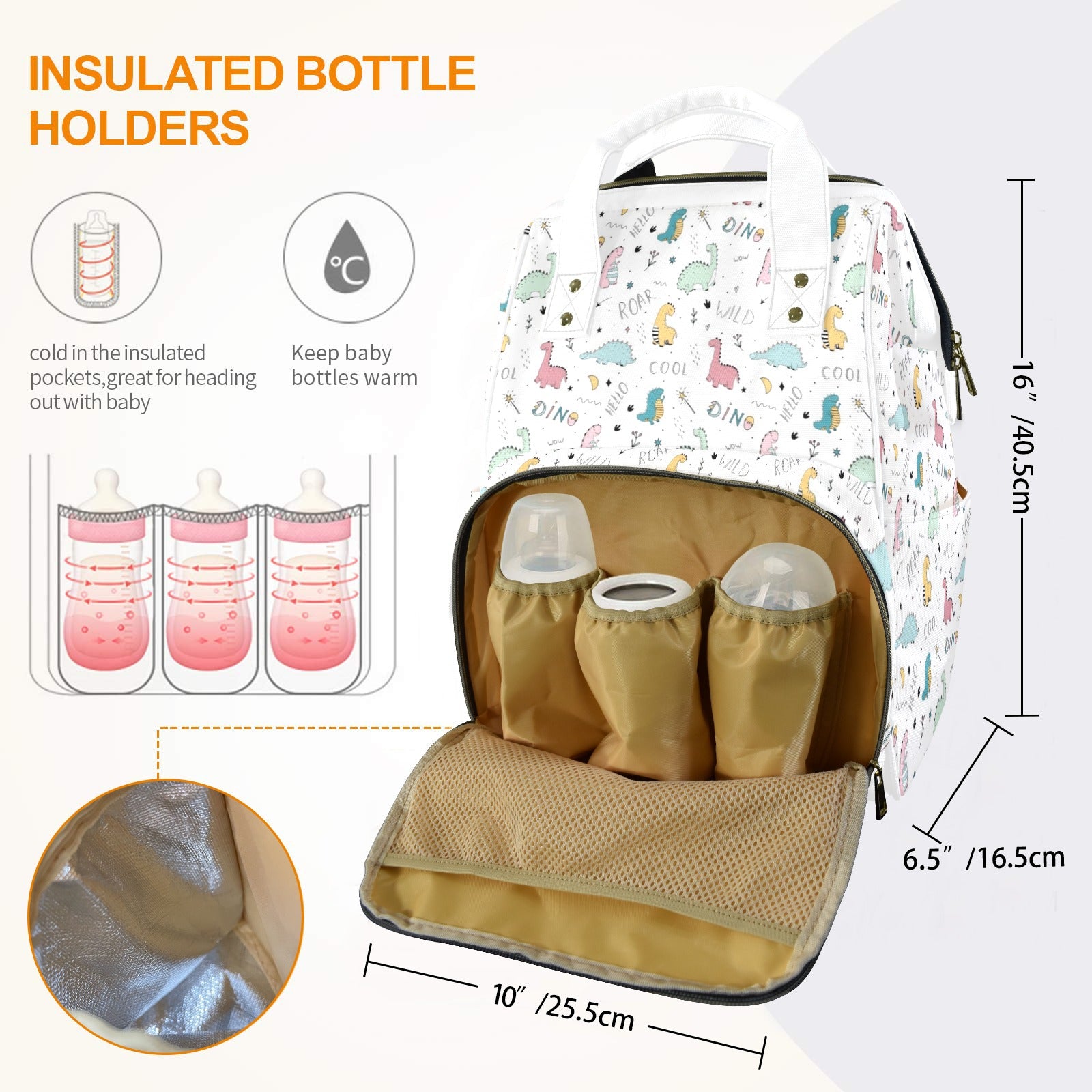 Quirky Dinosaurs Multi-Function Backpack, Nappy / Diaper Bag Multi-function Backpack, Nappy / Diaper Bag animal Printed Offshore