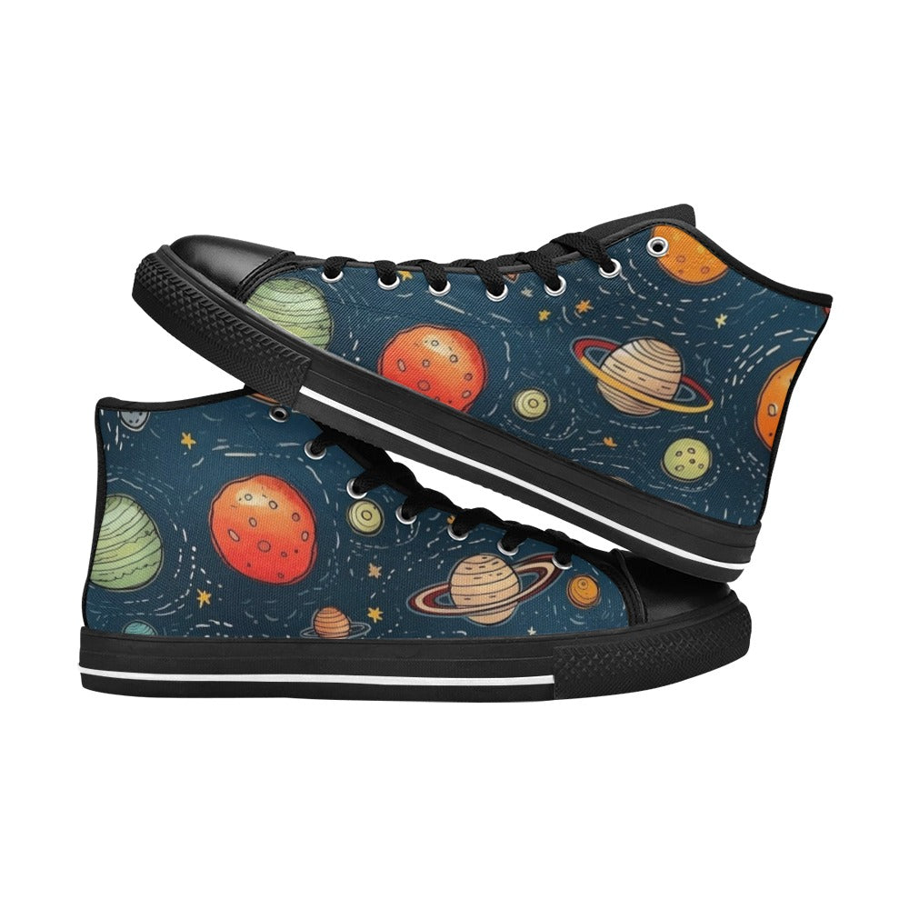 Galaxy - Women's High Top Canvas Shoes