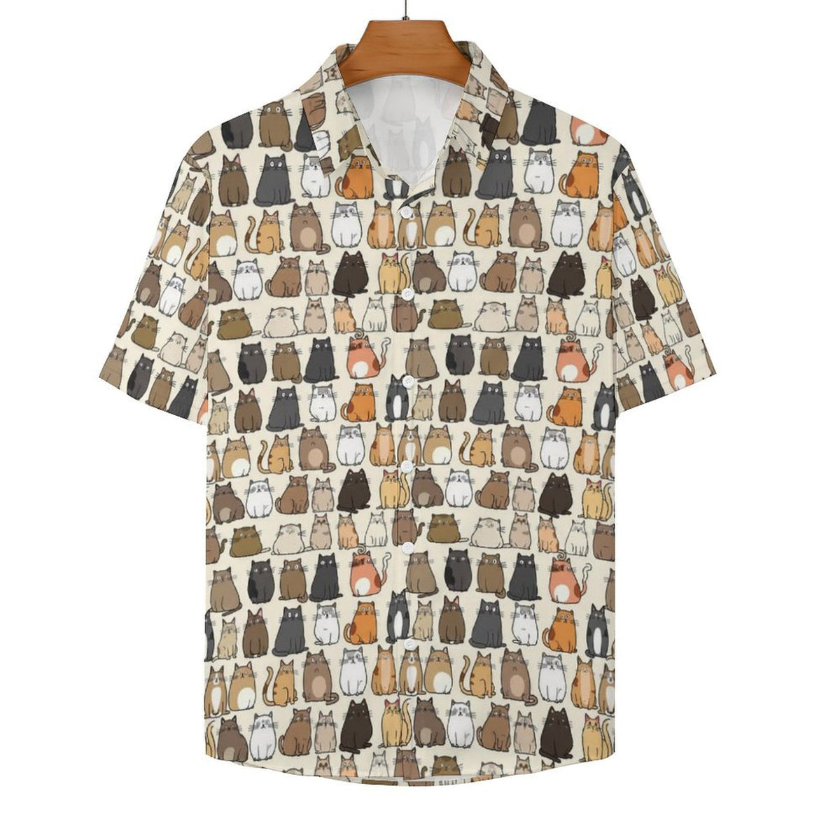 Lots Of Cats Women's Collared Pocketless Short Sleeve Shirt