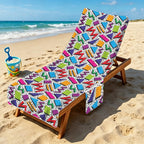 Graphic 80's Beach Chair Towel Cover with Side Pockets