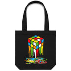 Melting Game Cube - Canvas Tote Bag Black One Size Tote Bag Printed In Australia