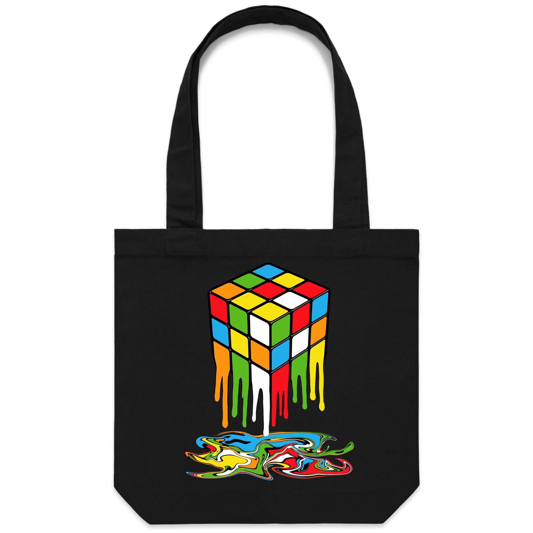 Melting Game Cube - Canvas Tote Bag Black One Size Tote Bag Printed In Australia