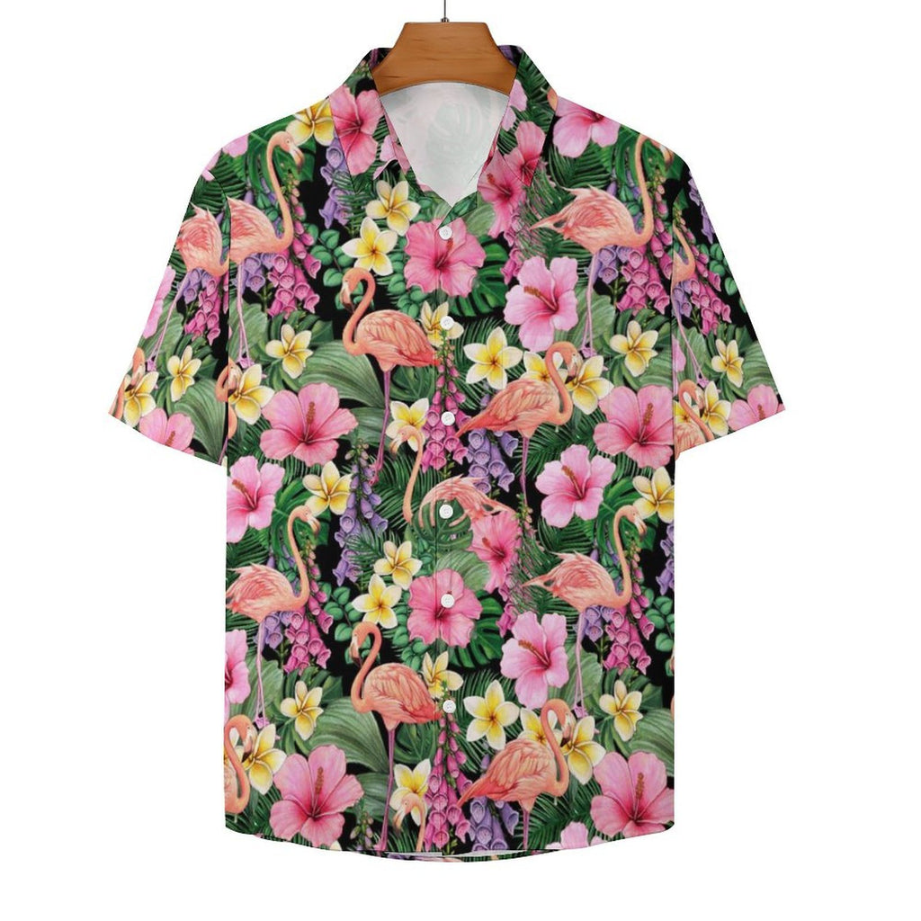 Flamingo Jungle - Women's Short-Sleeve Button Up Shirt