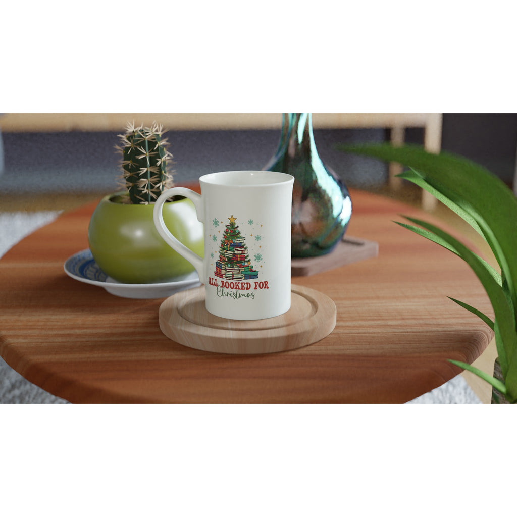 All Booked For Christmas White 10oz Porcelain Slim Mug Porcelain Mug