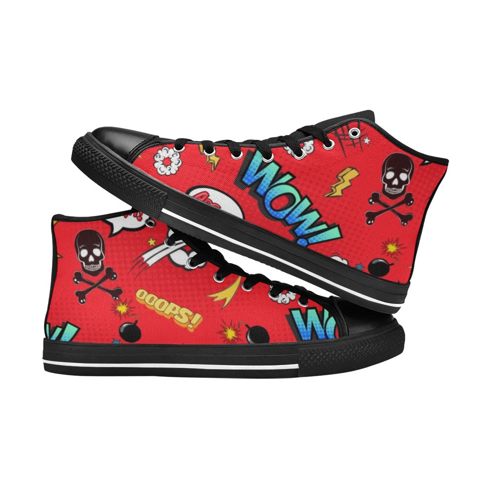 Comic Book Red - Women's High Top Canvas Shoes