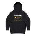 Adulting, One Star, Would Not Recommend - Womens Hoodie Black Womens Hoodie Printed In Australia