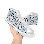 Penguin Love - Kids High Top Canvas Shoes