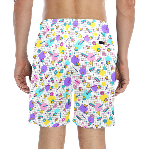 80's Grid Men's Mid-Length Beach Shorts Men's Mid-Length Beach Shorts Printed Offshore Retro