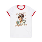 My Alone Time Is For Everyone's Safety Women's Ringer Tee White Red Ringer T-Shirt Printed In Australia
