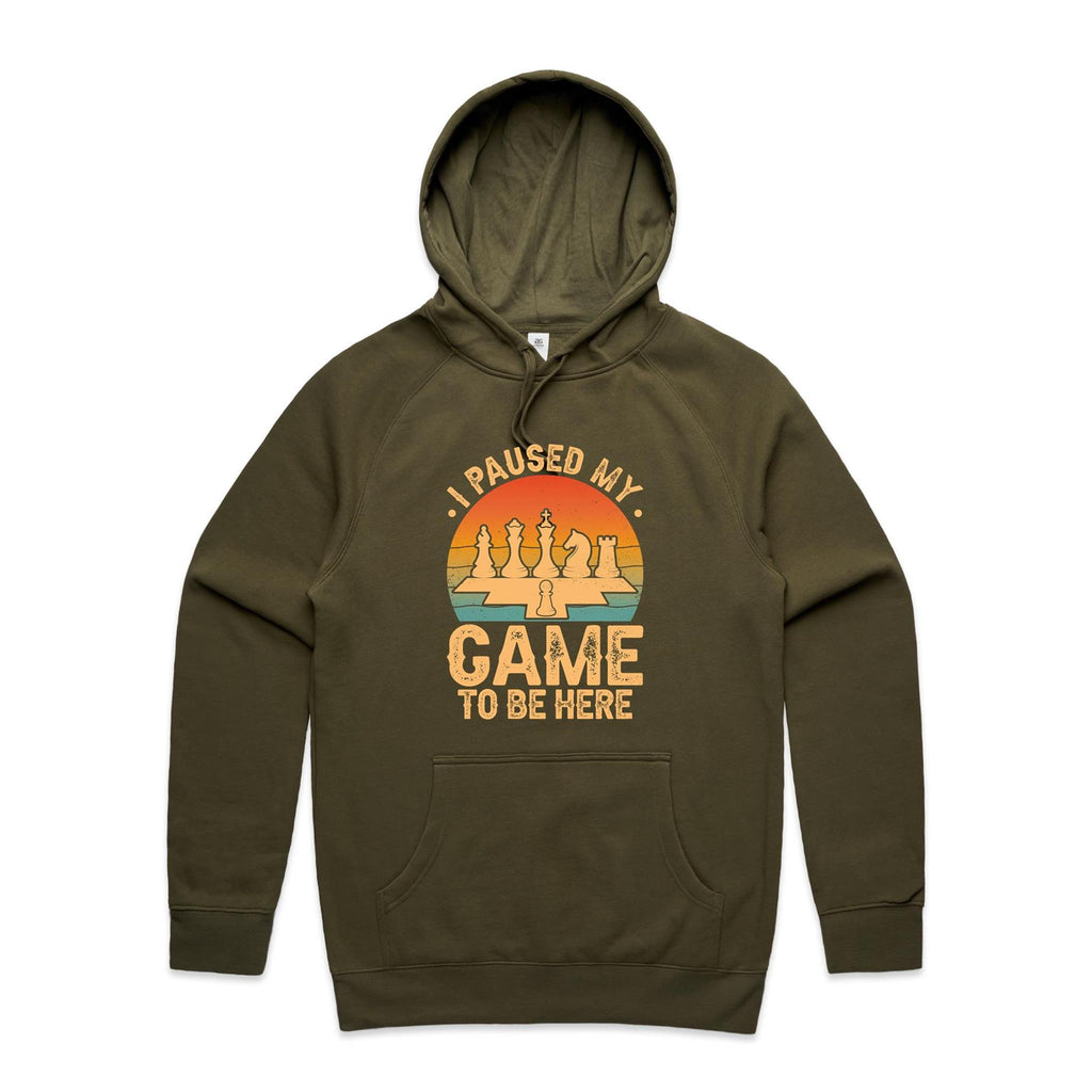 Chess, I Paused My Game To Be Here - Mens Hoodie Army Mens Hoodie Chess Games Printed In Australia