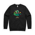 Alien Commute AS Colour Stencil Crew Sweatshirt Unisex Black Sweatshirt Printed In Australia Sci Fi