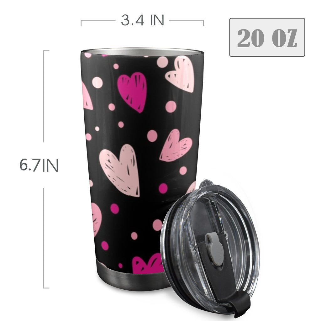 Pink Hearts - 20oz Mobile Tumbler with Lid (Black Lock)