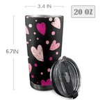 Pink Hearts - 20oz Mobile Tumbler with Lid (Black Lock)