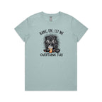 Frazzled Cat, Hang On, Let Me Overthink This Women's AS Colour T-shirt Pale Blue Womens T-shirt animal Printed In Australia