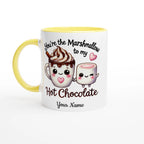 Personalised - You're The Marshmallow To My Hot Chocolate, Valentine - White 11oz Ceramic Mug with Colour Inside Ceramic Yellow Personalised 11oz Mug