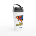 Personalised - I'm A Super Dad - White 15oz Stainless Steel Travel Mug Personalised Travel Mug Customise Dad Personalise