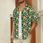 Frangipani Men's Short Sleeve Hawaiian Shirt Men's Hawaiian Shirt (New) Plants Printed Offshore