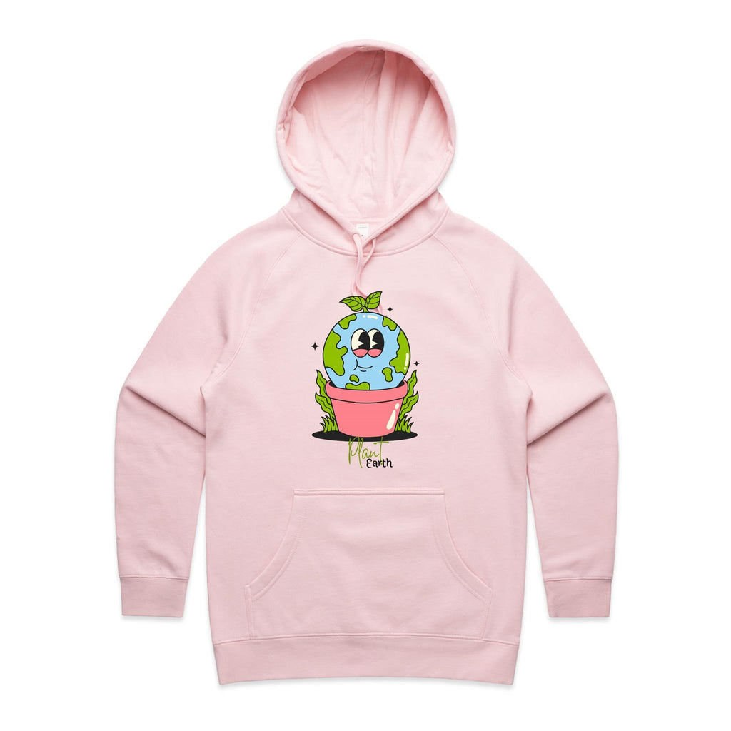 Plant Earth - Womens Hoodie Pink Womens Hoodie Environment Plants Printed In Australia