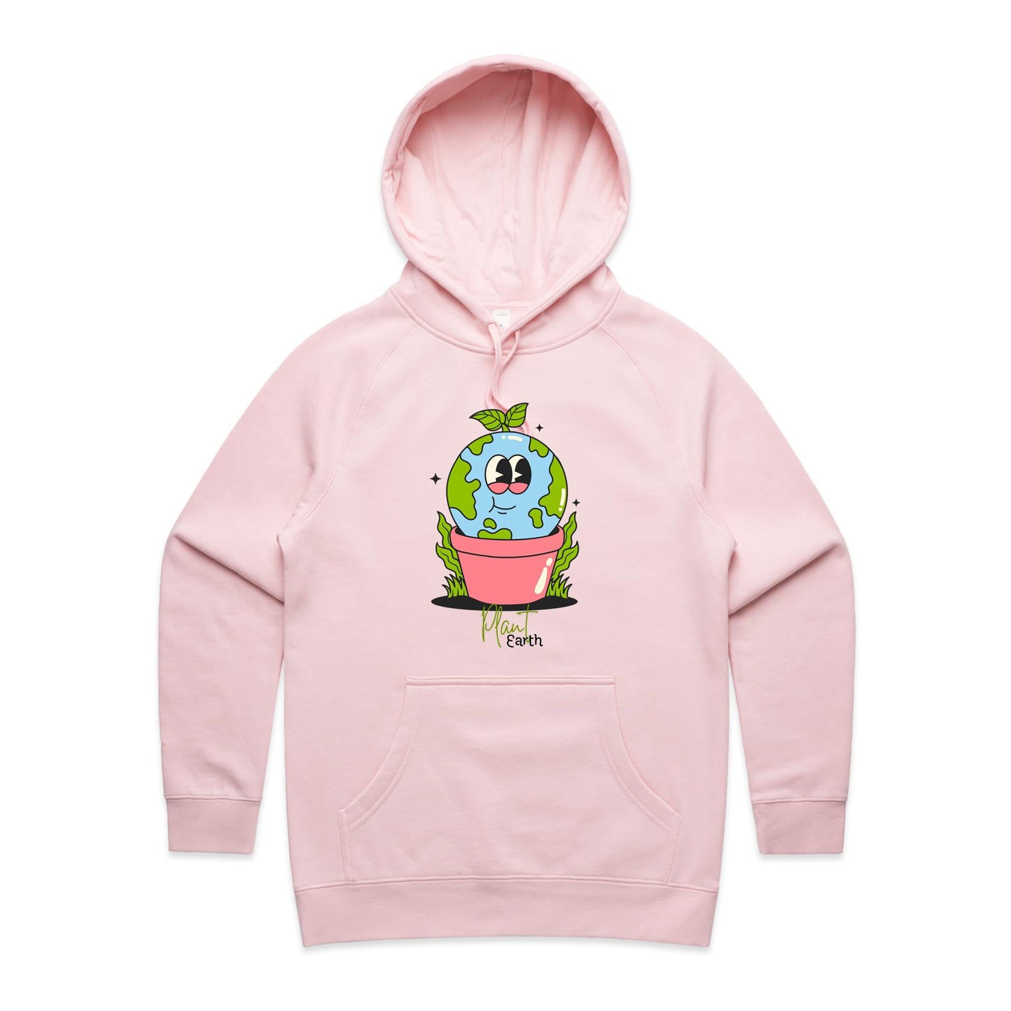 Plant Earth - Womens Hoodie Pink Womens Hoodie Environment Plants Printed In Australia