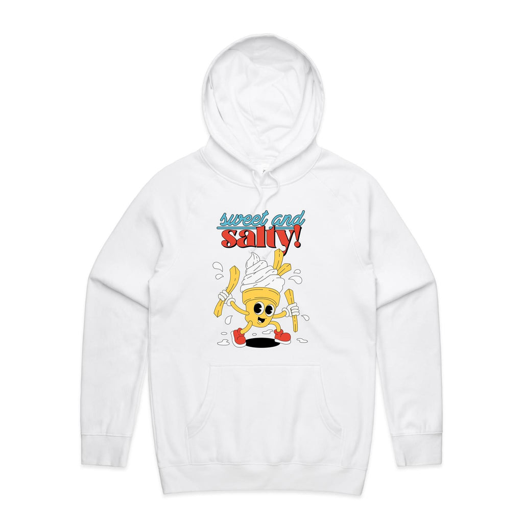 Sweet And Salty, Ice Cream And Fries - Mens Hoodie White Mens Hoodie Food Printed In Australia