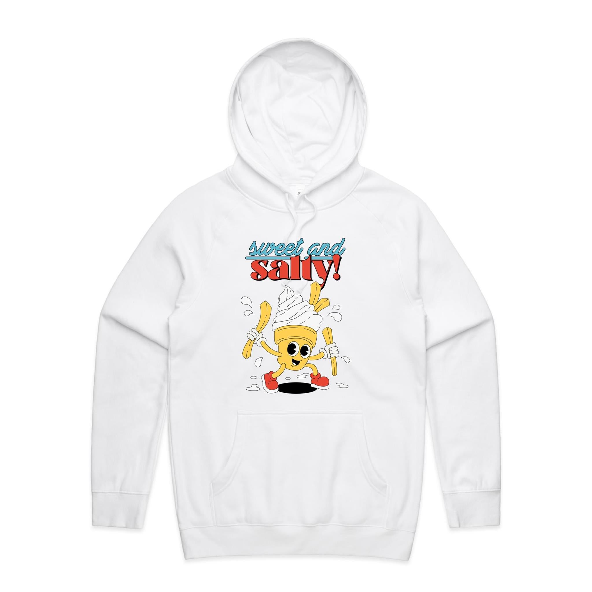 Sweet And Salty, Ice Cream And Fries - Mens Hoodie White Mens Hoodie Food Printed In Australia