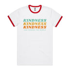 Kindness Can Change The World - Staple Ringer Tee White Red Ringer T-Shirt Kindness Printed In Australia
