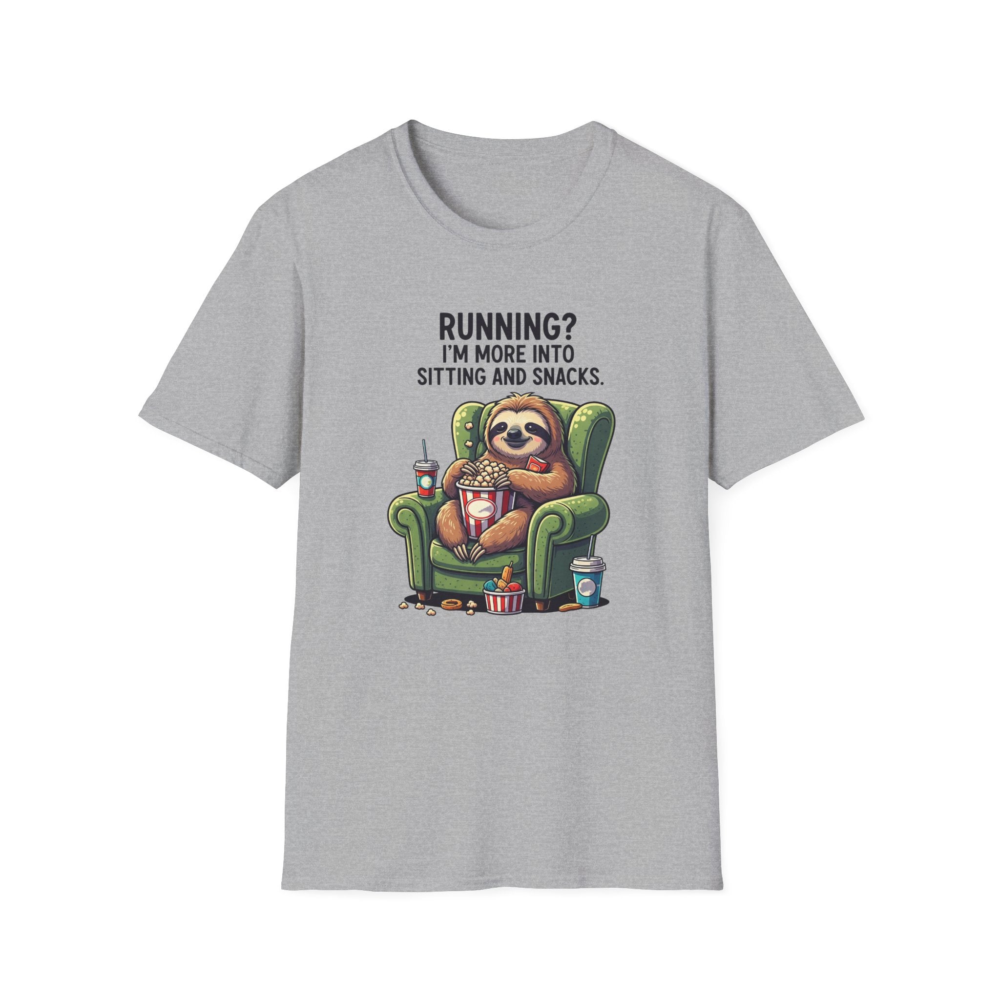 Sloth, Running, I'm More Into Sitting And Snacks - Unisex Softstyle T-Shirt