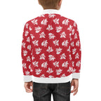Red Retro Foliage Kids Bomber Jacket Kids Bomber Jacket Plants Printed Offshore