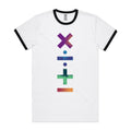 Math Symbols - Staple Ringer Tee White Black Ringer T-Shirt Maths Printed In Australia