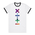Math Symbols - Staple Ringer Tee White Black Ringer T-Shirt Maths Printed In Australia