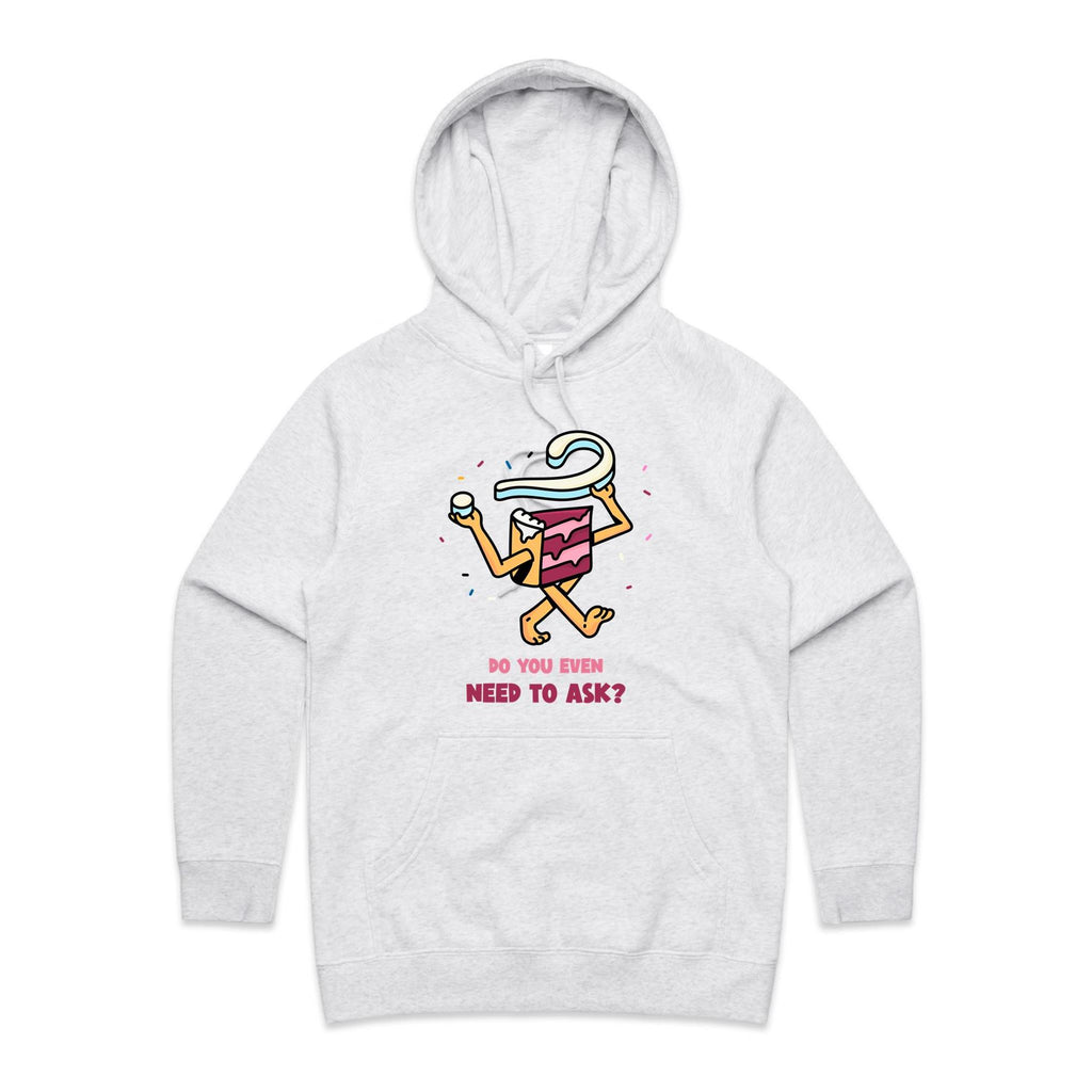 Cake, Do You Even Need To Ask? - Womens Hoodie White Marle Womens Hoodie Food Printed In Australia