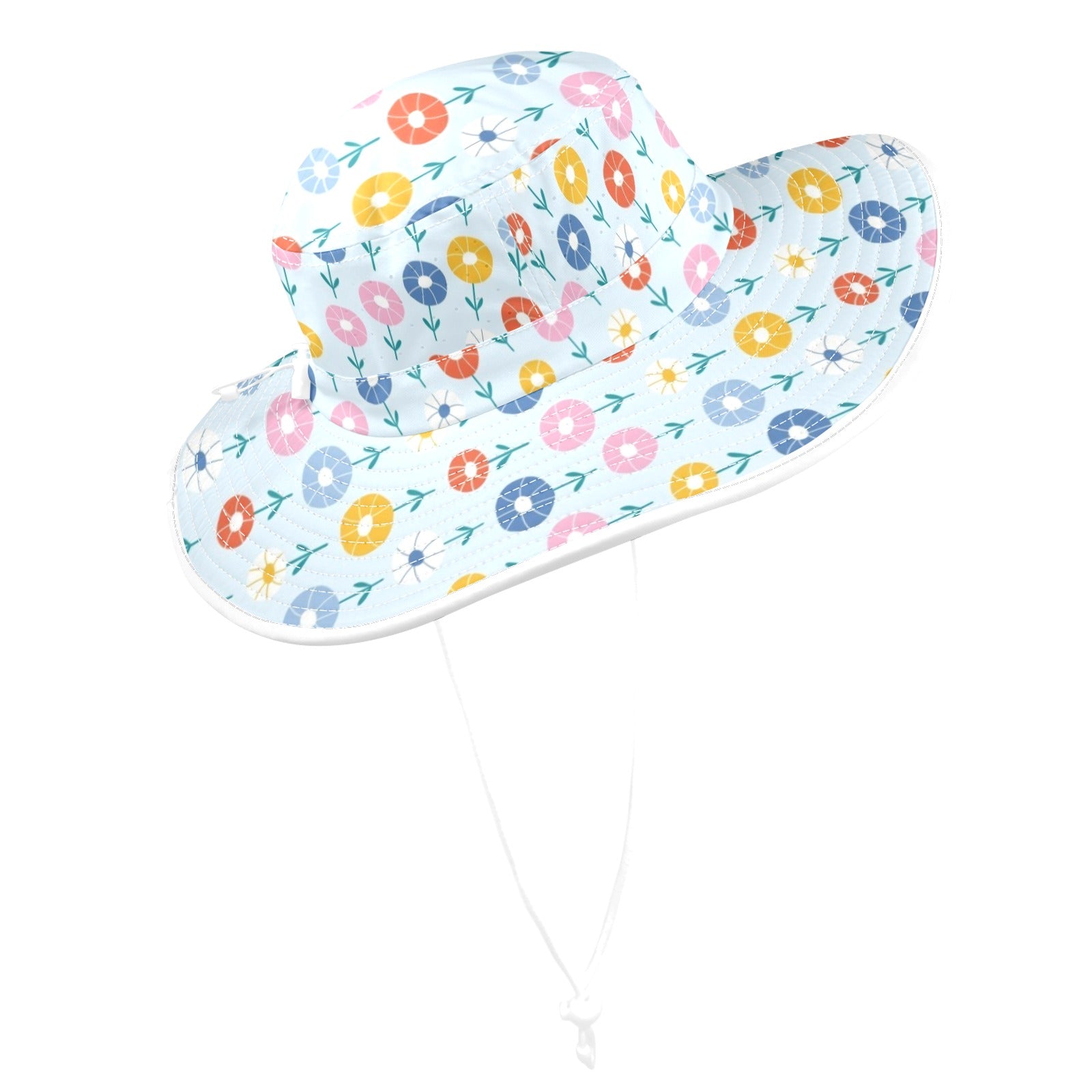 Abstract Cute Flowers Wide Brim Bucket Hat Wide Brim Bucket Hat Plants Printed Offshore
