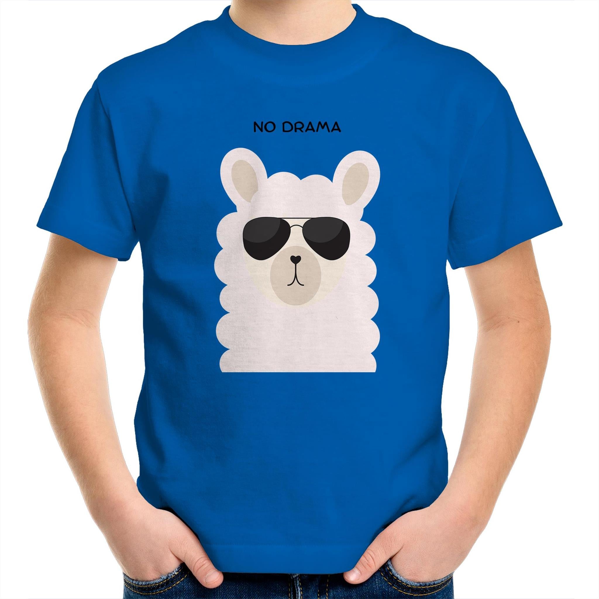 No Drama Llama - Kids Youth T-Shirt Bright Royal Kids Youth T-shirt animal Printed In Australia
