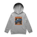 I Want To Believe, UFO - Kids Hoodie Grey Marle Kids Hoodie Printed In Australia