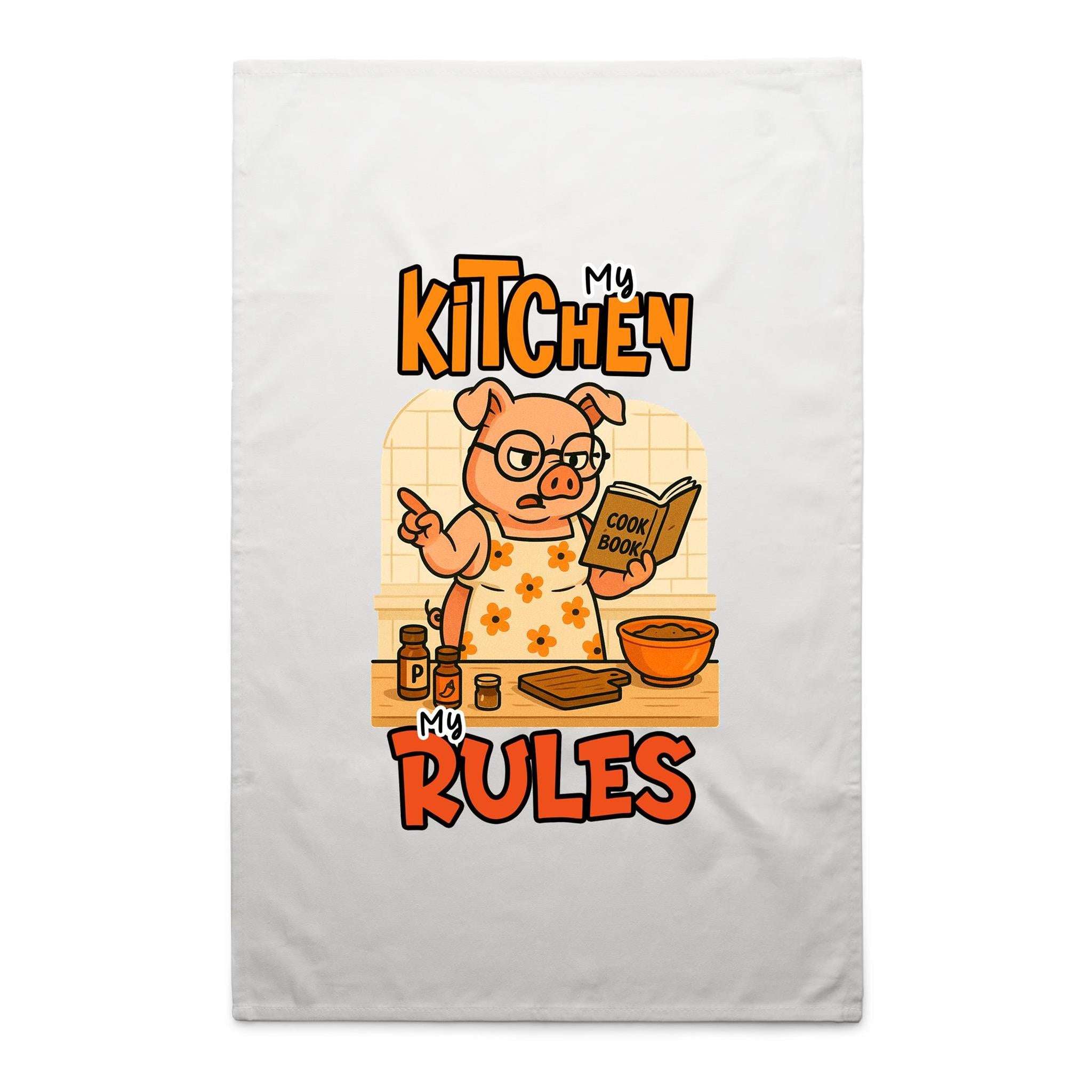 My Kitchen, My Rules - AS Colour Tea Towel White One Size Tea Towel Printed In Australia
